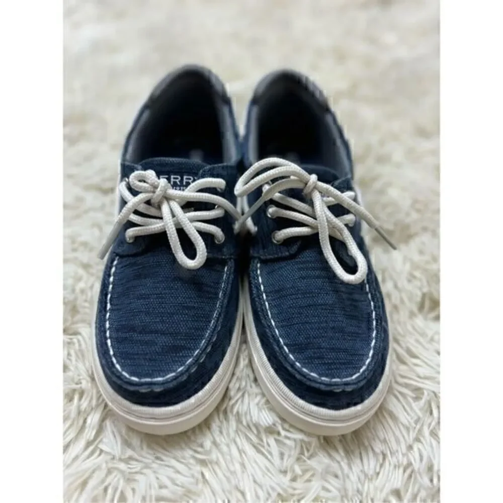 Excellent Used Condition Blue & White Sperry Loafers Size 3